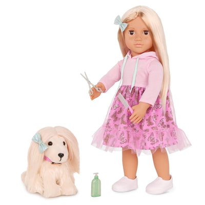 Our Generation dukke med hund, Hattie - 46 cm