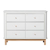 Oliver Furniture Wood kommode, m. seks skuffer - hvit/eik