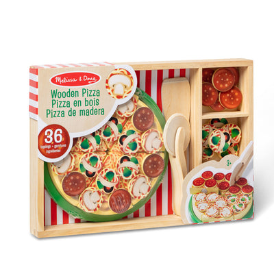 Legemad i træ , pizza med pynt