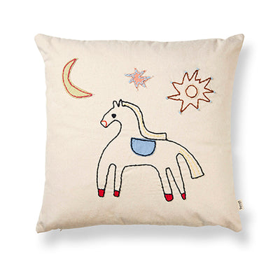 ferm Living pute, broderet, Naive - Horse