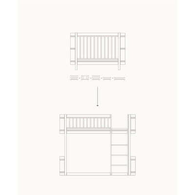 Oliver Furniture, Ombyggingssett, fra Wood Mini+ Tremmeseng Basic til halvhøy seng - hvit/eik